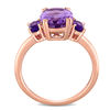 Thumbnail Image 3 of Oval Amethyst Three Stone Ring in 14K Rose Gold