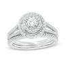 Thumbnail Image 0 of 0.60 CT. T.W. Diamond Double Frame Split Shank Vintage-Style Bridal Set in 10K White Gold