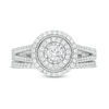 Thumbnail Image 3 of 0.60 CT. T.W. Diamond Double Frame Split Shank Vintage-Style Bridal Set in 10K White Gold