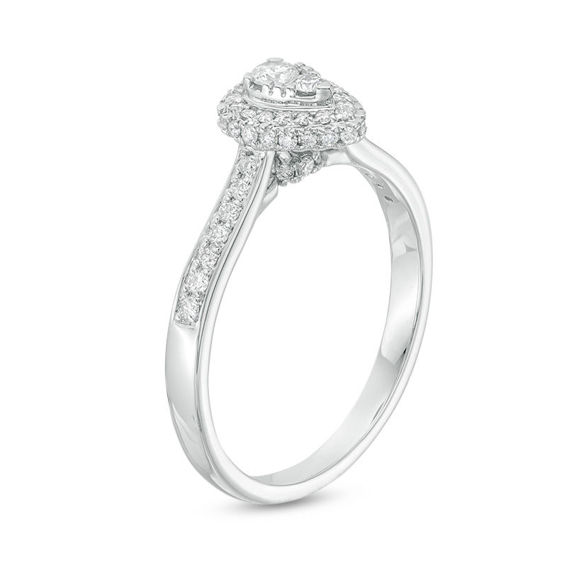 Main Image 3 of 0.33 CT. T.W. Composite Diamond Frame Teardrop Engagement Ring in 10K White Gold