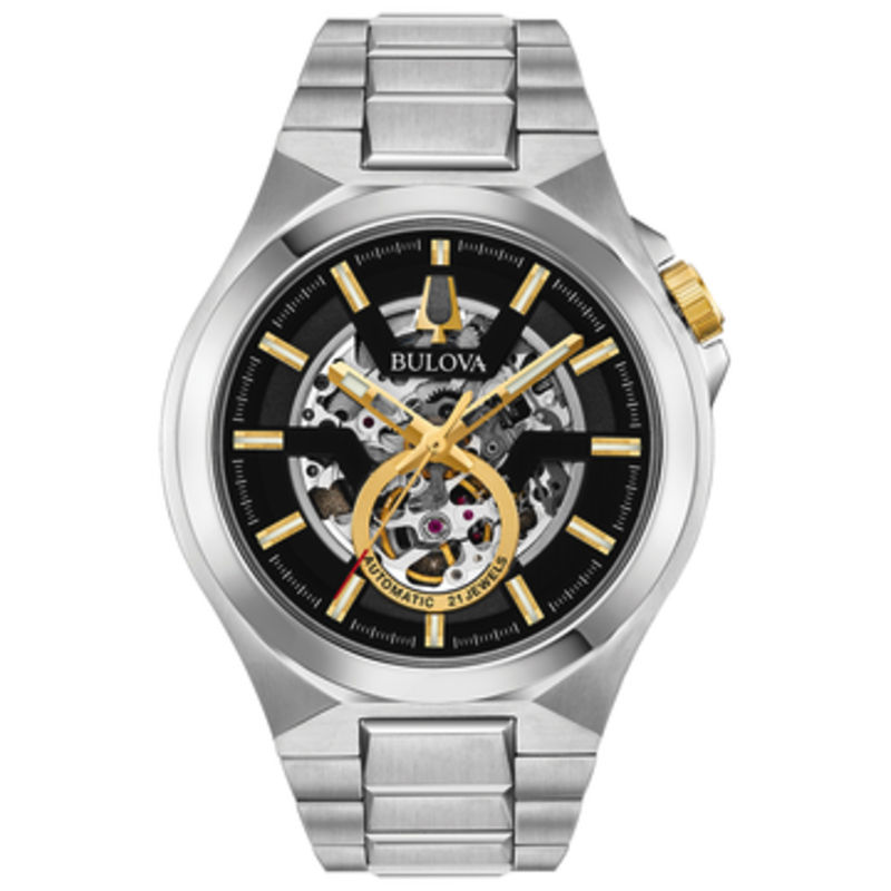 Men's Bulova Classic Maquina Automatic Watch with Black Skeleton Dial (Model: 98A224)