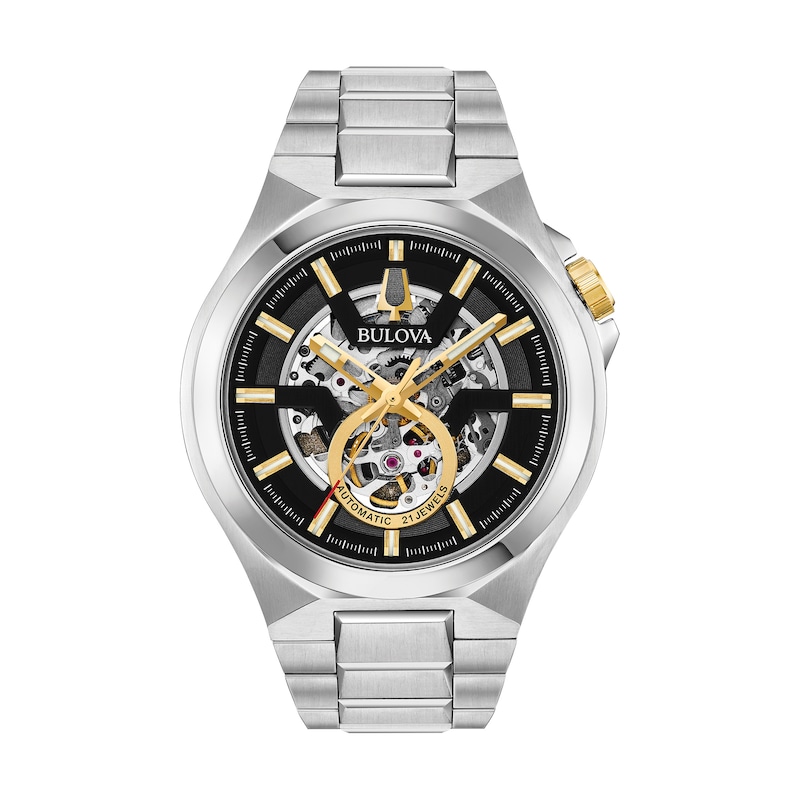 Main Image 1 of Men's Bulova Classic Maquina Automatic Watch with Black Skeleton Dial (Model: 98A224)