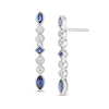 Thumbnail Image 1 of Multi-Shaped Lab-Created Blue and White Sapphire Vintage-Style Drop Earrings in Sterling Silver
