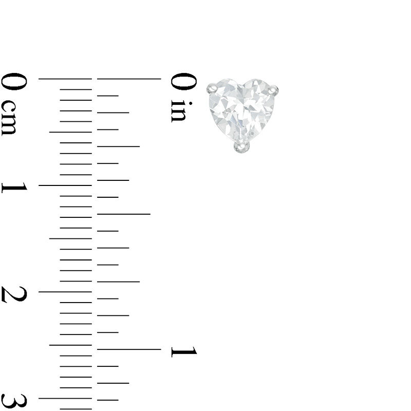 6.0mm Heart-Shaped Lab-Created White Sapphire Solitaire Stud Earrings in Sterling Silver
