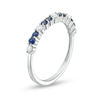 Thumbnail Image 2 of Blue Sapphire and 0.18 CT. T.W. Diamond Alternating Stackable Band in 10K White Gold