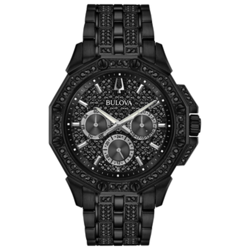 Men's Bulova Octava Crystal Accent Black IP Chronograph Watch (Model: 98C134)