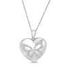 Thumbnail Image 0 of 0.065 CT. T.W. Diamond Butterfly Heart Locket in Sterling Silver