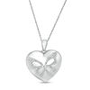 Thumbnail Image 1 of 0.065 CT. T.W. Diamond Butterfly Heart Locket in Sterling Silver