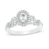 Thumbnail Image 0 of 0.95 CT. T.W. Oval Diamond Past Present Future® Frame Vintage-Style Engagement Ring in 14K White Gold