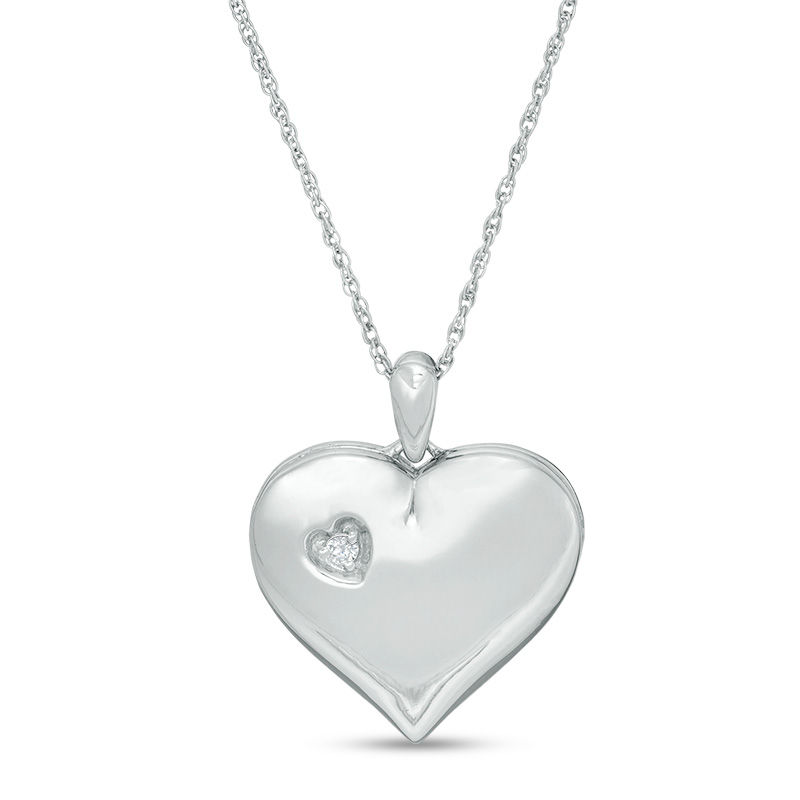 Diamond Accent Double Heart Locket in Sterling Silver|Peoples Jewellers