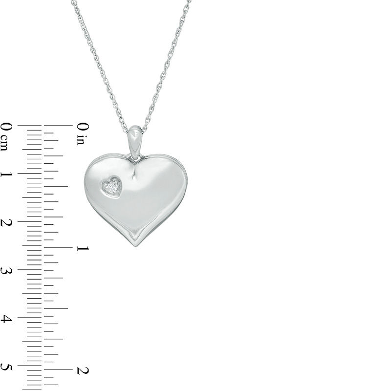 Main Image 4 of Diamond Accent Double Heart Locket in Sterling Silver