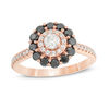 Thumbnail Image 0 of 0.95 CT. T.W. Enhanced Black and White Diamond Double Frame Engagement Ring in 10K Rose Gold - Size 7