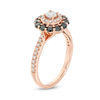 Thumbnail Image 2 of 0.95 CT. T.W. Enhanced Black and White Diamond Double Frame Engagement Ring in 10K Rose Gold - Size 7