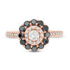 Thumbnail Image 3 of 0.95 CT. T.W. Enhanced Black and White Diamond Double Frame Engagement Ring in 10K Rose Gold - Size 7