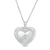 Thumbnail Image 0 of 0.085 CT. T.W. Diamond Heart Outline with Star Locket in Sterling Silver