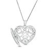 Thumbnail Image 2 of 0.085 CT. T.W. Diamond Heart Outline with Star Locket in Sterling Silver