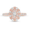 0.96 CT. T.W. Oval Diamond Double Frame Engagement Ring in 14K Rose Gold - Size 7