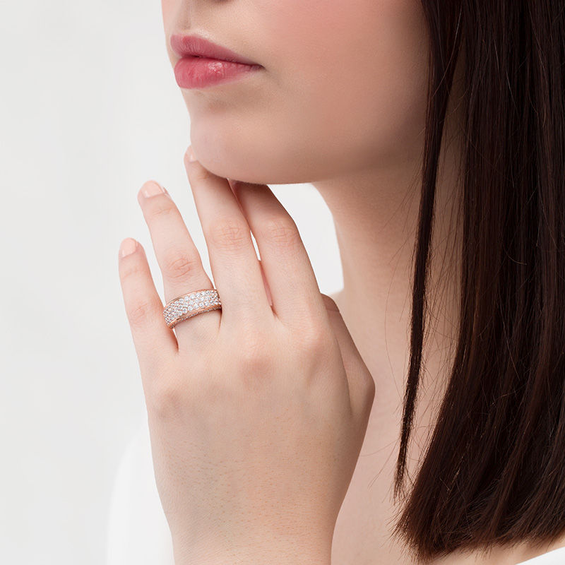 Main Image 2 of 2.11 CT. T.W. Diamond Multi-Row Band in 14K Rose Gold
