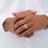 Thumbnail Image 2 of Men's 0.23 CT. T.W. Diamond Five Stone Anniversary Band in Sterling Silver and 14K Gold Plate - Size 10