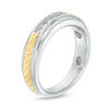 Thumbnail Image 3 of Men's 0.23 CT. T.W. Diamond Five Stone Anniversary Band in Sterling Silver and 14K Gold Plate - Size 10