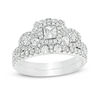 Thumbnail Image 0 of 1.46 CT. T.W. Princess-Cut Diamond Past Present Future® Double Frame Bridal Set in 10K White Gold - Size 7