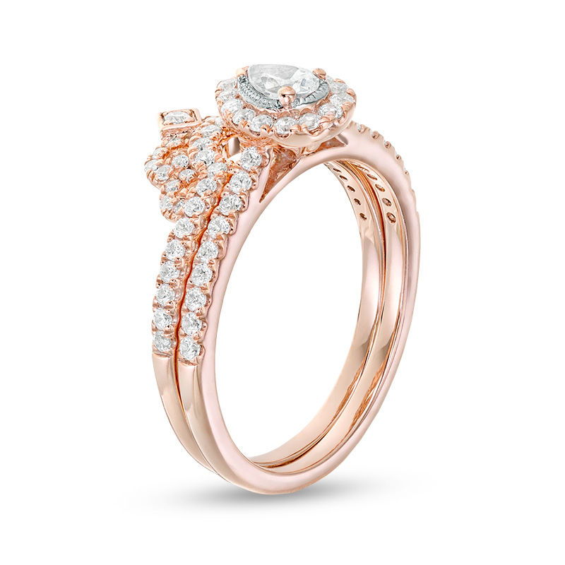 Main Image 3 of 0.60 CT. T.W. Pear-Shaped Diamond Frame Tiara Vintage-Style Bridal Set in 10K Rose Gold