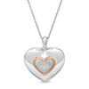 Thumbnail Image 1 of Composite Diamond Accent Heart Locket in Sterling Silver and 10K Rose Gold