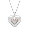 Thumbnail Image 0 of Composite Diamond Accent Heart Locket in Sterling Silver and 10K Rose Gold