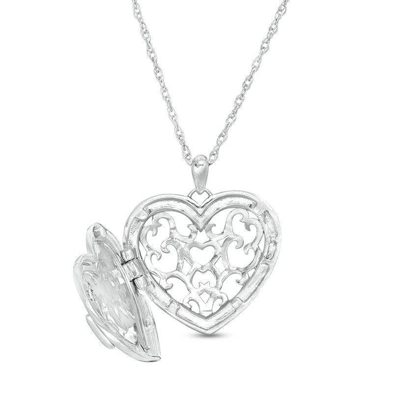 Diamond Accent "MOM" Heart Locket in Sterling Silver and 10K Rose Gold