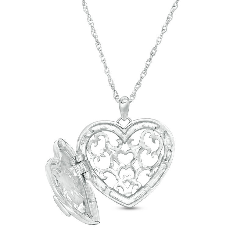 Main Image 3 of Diamond Accent "MOM" Heart Locket in Sterling Silver and 10K Rose Gold