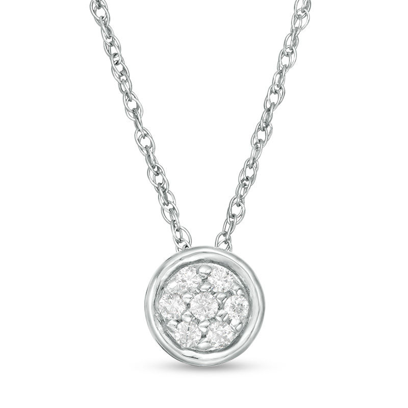 0.115 CT. T.W. Multi-Diamond Circle Pendant in 10K White Gold