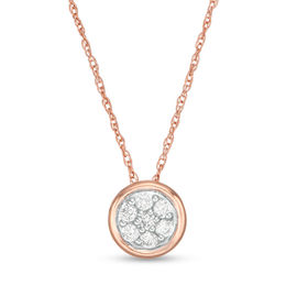 0.115 CT. T.W. Multi-Diamond Circle Pendant in 10K Rose Gold