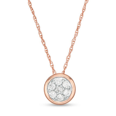0.115 CT. T.W. Multi-Diamond Circle Pendant in 10K Rose Gold