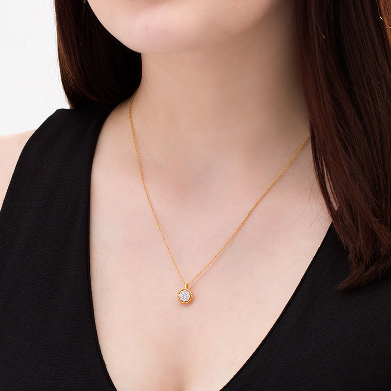 Main Image 2 of 0.29 CT. T.W. Diamond Frame Rope Pendant in 10K Gold