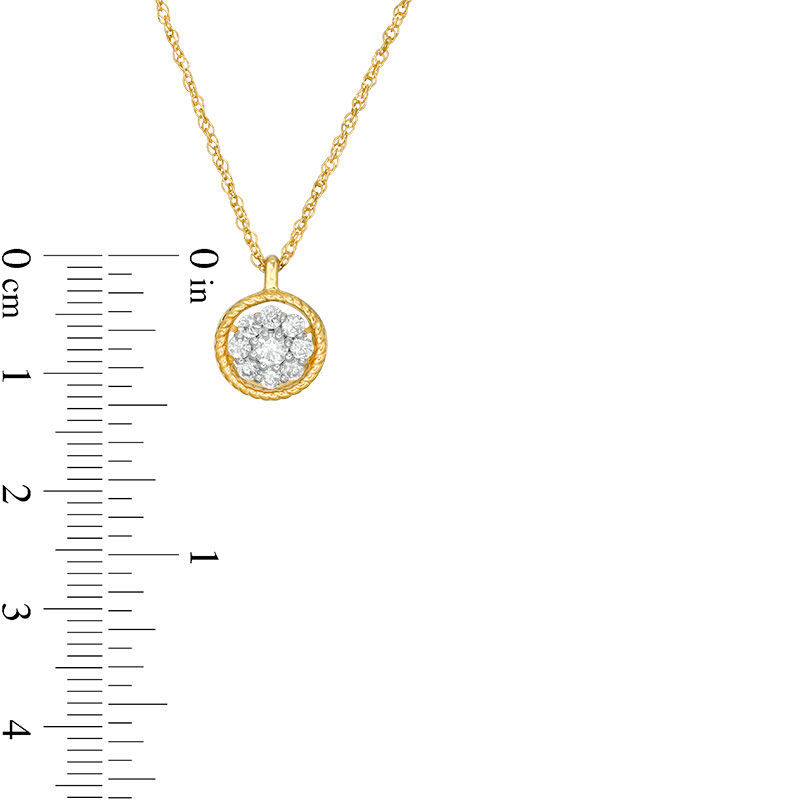 Main Image 3 of 0.29 CT. T.W. Diamond Frame Rope Pendant in 10K Gold