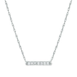0.065 CT. T.W. Diamond Bar Necklace in 10K White Gold - 17.5"