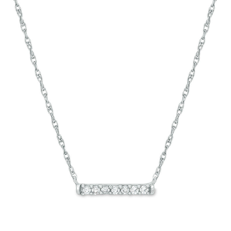 0.065 CT. T.W. Diamond Bar Necklace in 10K Gold