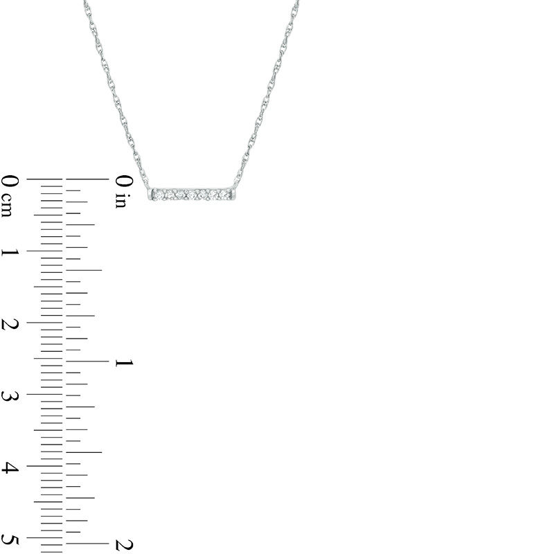 0.065 CT. T.W. Diamond Bar Necklace in 10K White Gold - 17.5"