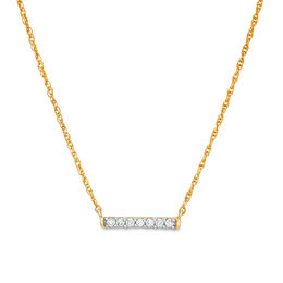 0.065 CT. T.W. Diamond Bar Necklace in 10K Gold - 17.5"