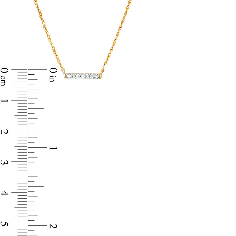 0.065 CT. T.W. Diamond Bar Necklace in 10K Gold - 17.5"