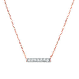 0.065 CT. T.W. Diamond Bar Necklace in 10K Rose Gold - 17.5"