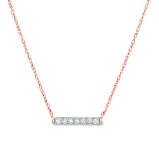 0.065 CT. T.W. Diamond Bar Necklace in 10K Rose Gold - 17.5"