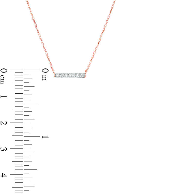Main Image 3 of 0.065 CT. T.W. Diamond Bar Necklace in 10K Rose Gold - 17.5"