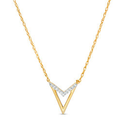 0.04 CT. T.W. Diamond "V" Chevron Necklace in 10K Gold - 17.5"