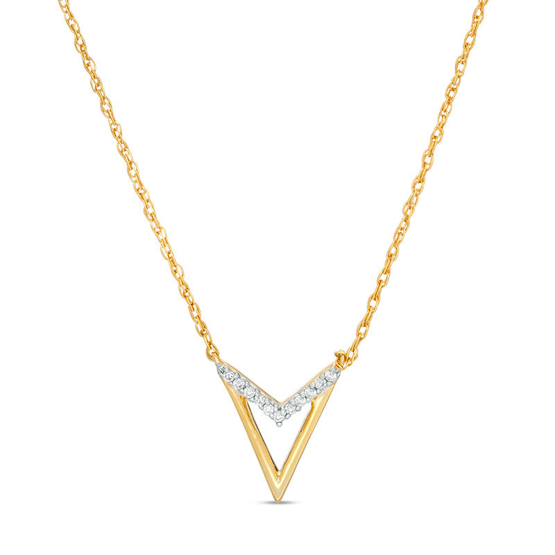 0.04 CT. T.W. Diamond "V" Chevron Necklace in 10K Gold - 17.5"|Peoples Jewellers