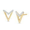 Thumbnail Image 1 of 0.04 CT. T.W. Diamond "V" Chevron Stud Earrings in 10K Gold
