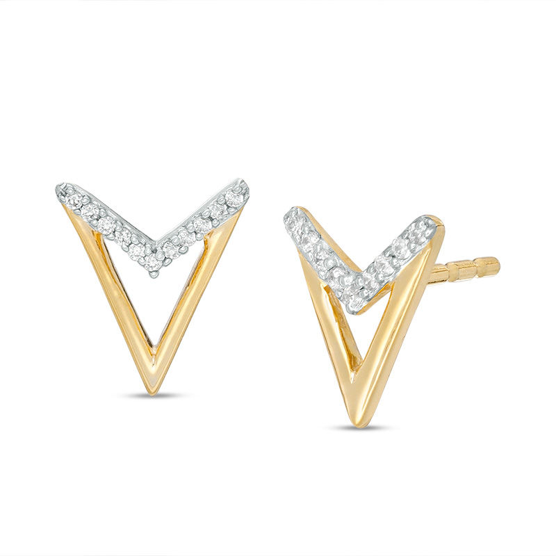 0.04 CT. T.W. Diamond "V" Chevron Stud Earrings in 10K Gold