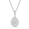 Thumbnail Image 1 of 0.45 CT. T.W. Multi-Diamond Teardrop-Shaped Frame Pendant in 10K White Gold
