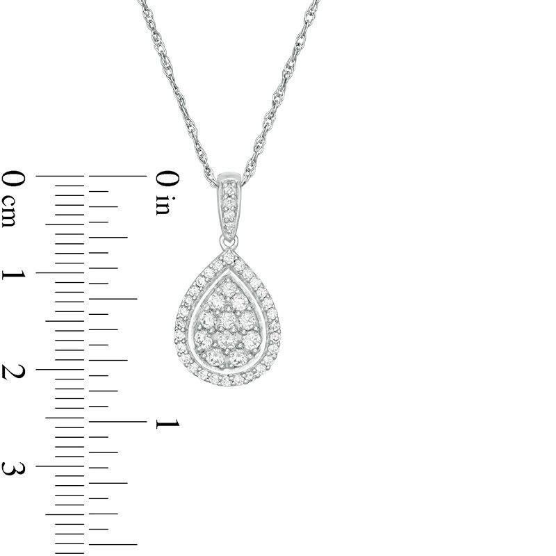 Main Image 3 of 0.45 CT. T.W. Multi-Diamond Teardrop-Shaped Frame Pendant in 10K White Gold