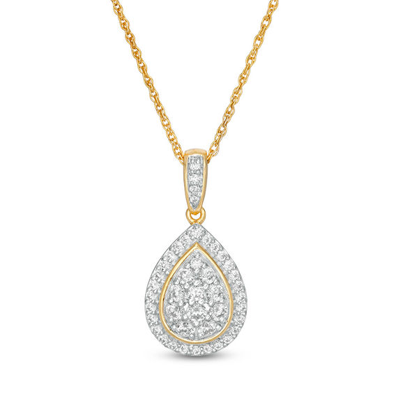 0.45 CT. T.W. Composite Diamond Teardrop-Shaped Frame Pendant in 10K Gold 0.45 CT. T.W. Composite Diamond Teardrop-Shaped Frame Pendant in 10K Gold